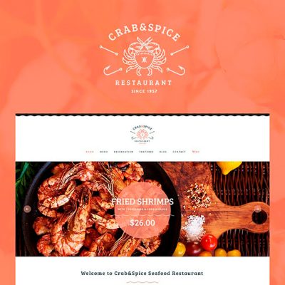 A look at the website design for Crab & Spice restaurant.