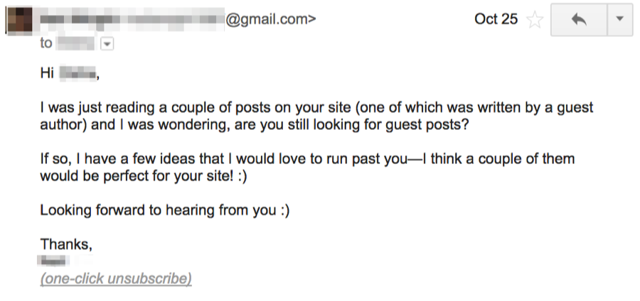 Email inquiry about submitting guest posts on a blog.
