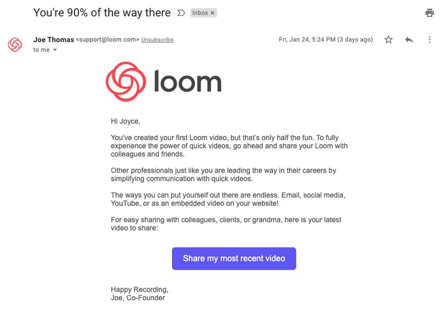 Loom email structure