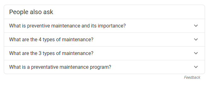 FAQs on preventive maintenance types and programs.