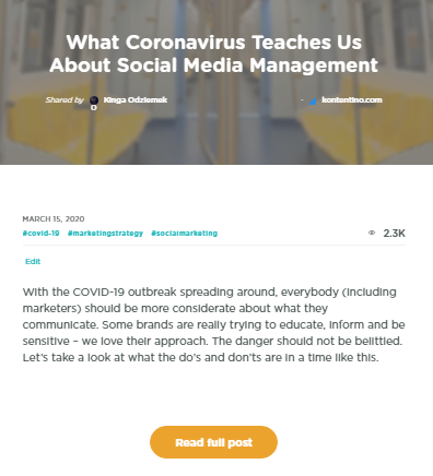 Blog excerpt on Coronavirus and social media management.