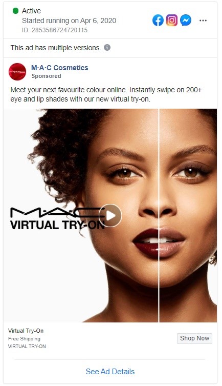 MAC Cosmetics Facebook ad