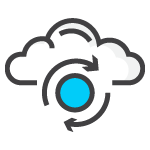 An icon with a cloud and arrows that are meant to signify SEO strategy