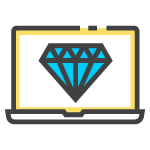 A blue diamond displayed on a computer monitor.