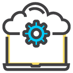 Cloud computing configuration on laptop icon.