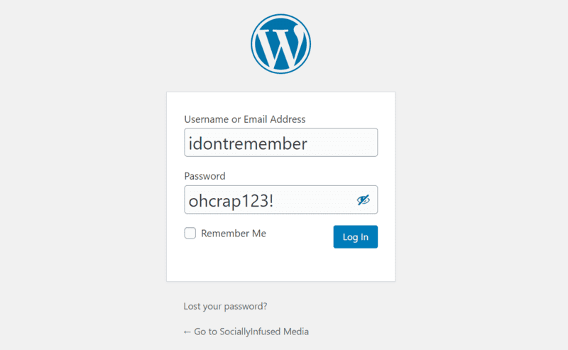 Wordpress admin login page