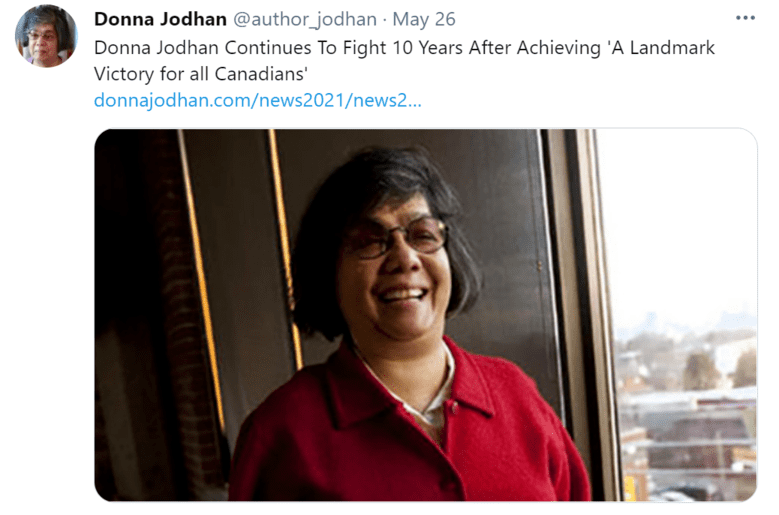 Donna Jodhan was able to make accessibility a key part of the Government of Canada's tendering process by leveraging the Charter of Rights and Freedoms and the Human Rights Code.