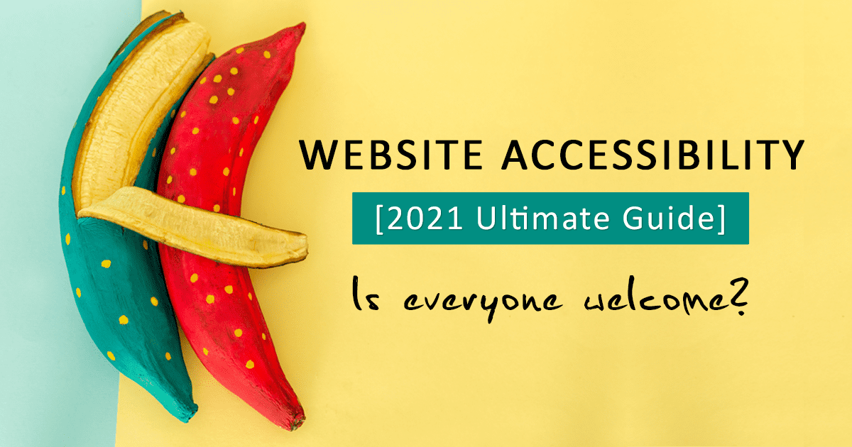 Website accessibility hero banner with two multicoloured bananas