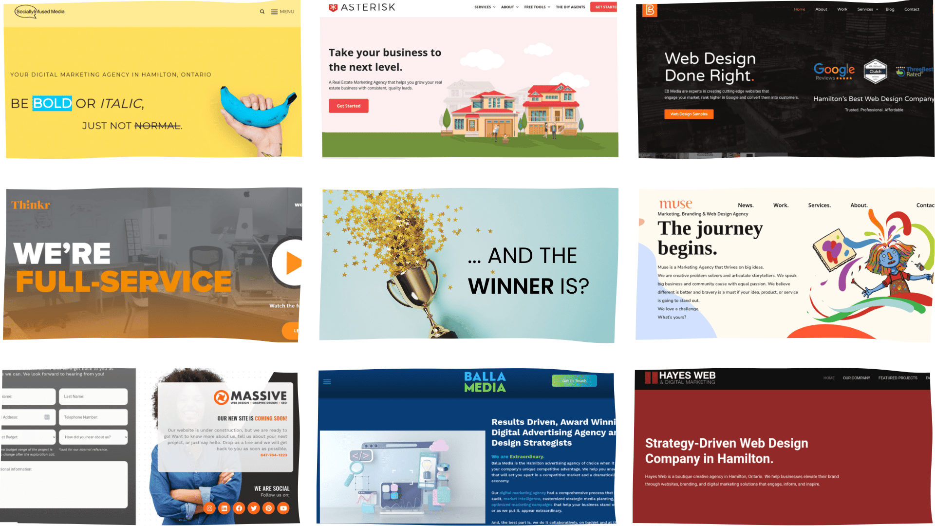 A compilation of various website designs.